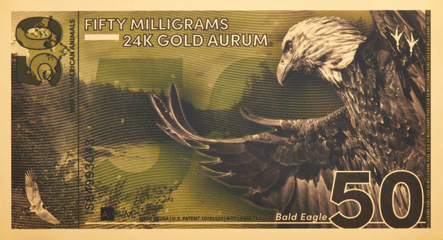 Bald Eagle Aurum® 50mg 24k Gold Bill