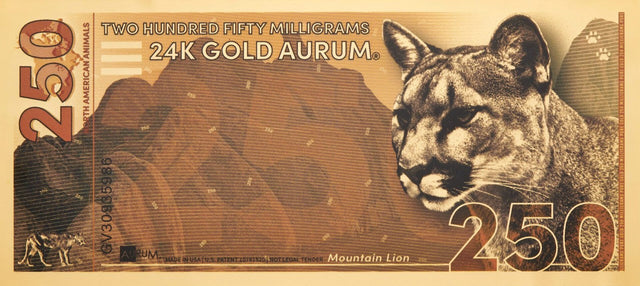 Mountain Lion Aurum® 250mg 24k Gold Bill