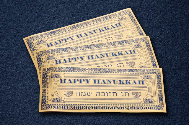 Hanukkah Blue Aurum® 24k Gold Note