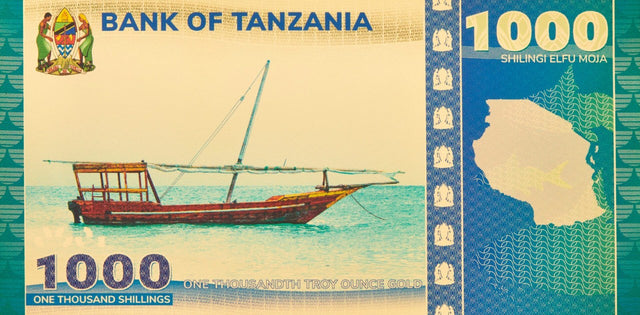 Tanzanian 1000 Shilling Lake Tanganyika Catfish Aurum® 24k Gold Bill